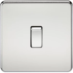 Image of KnightsBridge 10A 1G 2 Way 230V Screwless Polished Chrome Electric Wall Plate Switch