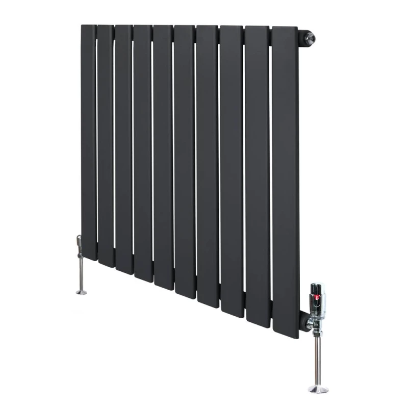 Image of Monstershop Flat Single Column Radiator & Valves - 600mm x 700mm - Anthracite Grey Grey Unisex