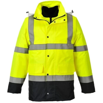 Image of Portwest - S471YNRL - sz L Hi-Vis 4-in-1 Contrast Traffic Jacket - Yellow/Navy