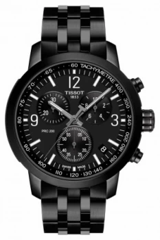 Image of Tissot PRC 200 Chronograph Black Dial Black PVD Steel Watch