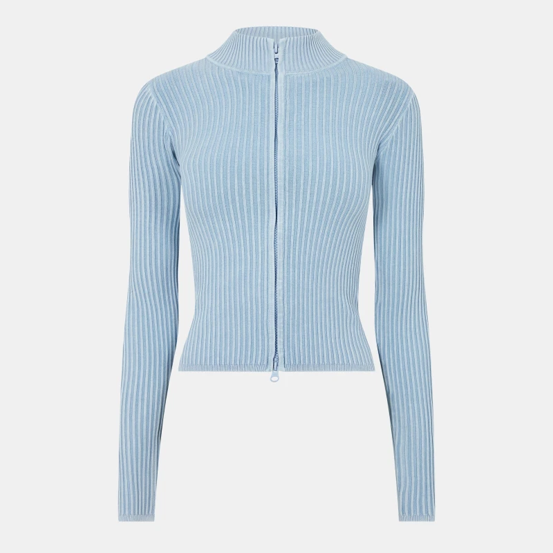 Image of Jack Wills Acid Wash Zip-Up Top - White White 8