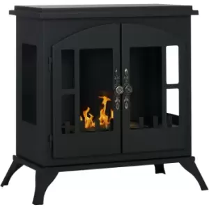 Image of HOMCOM Ethanol Fireplace Stove Freestanding Bioethanol Fire w/ 0.9L Tank Black - Black
