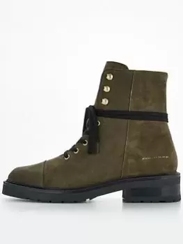 Image of Allsaints Dusty Suede Boot - Dark Olive Green