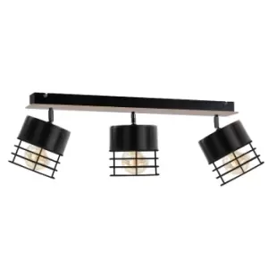 Image of Casa Ceiling Spotlight Bar Black, Wood, 60cm, 3x E27