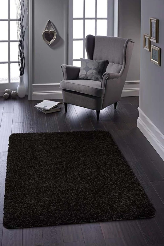 Image of Buddy Mat Buddy Plain Shaggy Mat Rug - 150x67cm - Black.