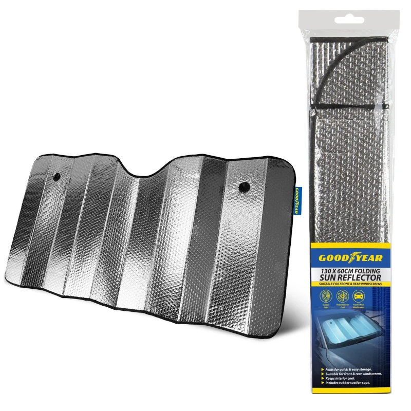 Image of Goodyear Folding Sun Reflector Universal Windscreen Foil Shade Car Windshield