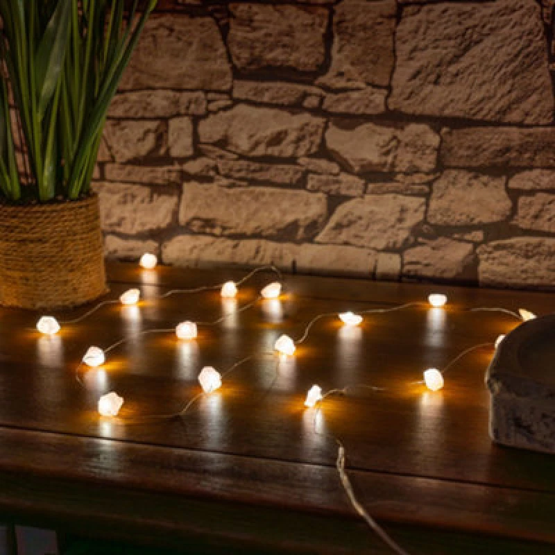 Image of ValueLights ValueLights Battery Operated Natural Crystal Wellness String Lights Raw Stone Healing Light - Rose Quartz in Pink Pink One Size Unisex 501