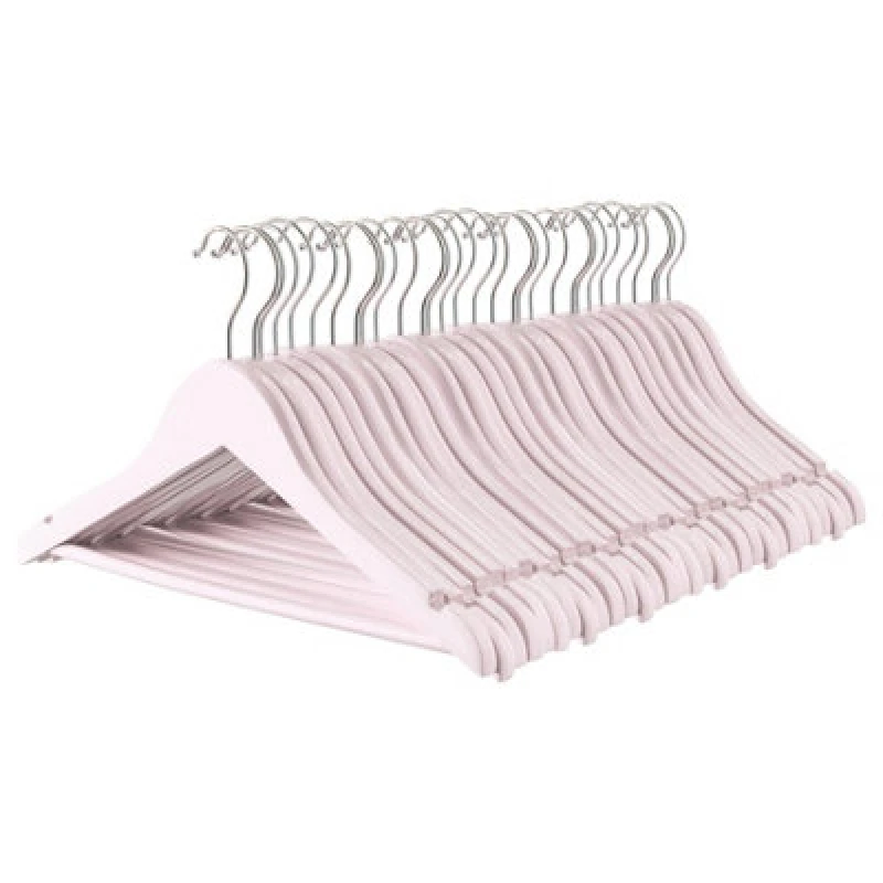 Image of Harbour Housewares Wooden Children's Coat Hangers - Light Pink - Pack Of 30