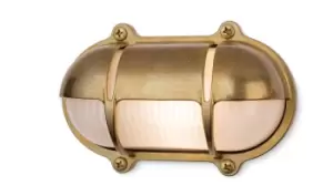 Image of Nautic Outdoor Brass Bulkheads Wall Light Oval Brass IP64, E27