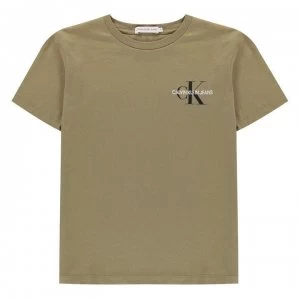 Image of Calvin Klein Junior Boys Chest Monogram T Shirt - Olive M0G