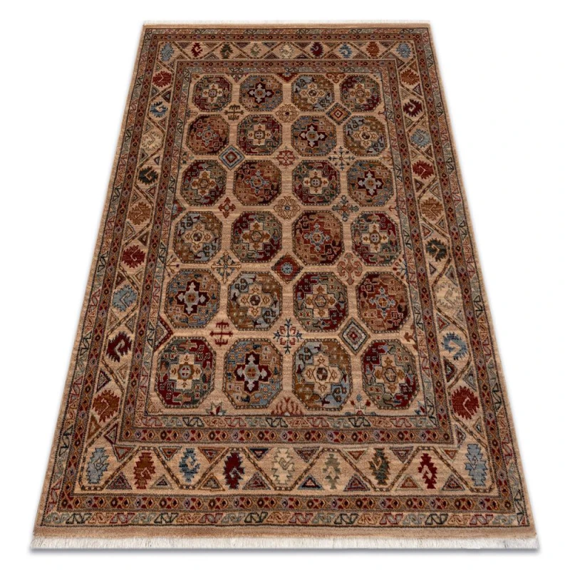 Image of RugsX Carpet Wool Keshan Fringe, Frame, Oriental 7874/53555 Beige / Terracotta 80X145 Cm