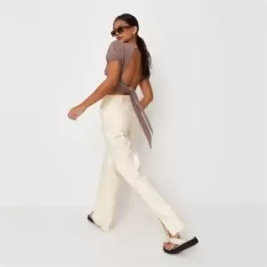 Image of Missguided Puff sleeve tie back detail crop - Brown