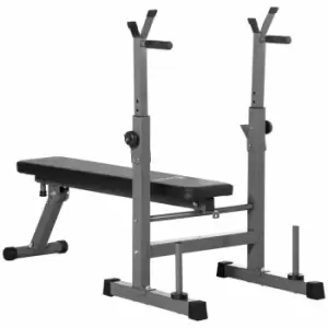 Image of Homcom Adjustable Weight Bench Foldable With Barbell Rack And Dip Station Black And Grey