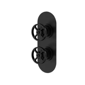 Image of Hudson Reed Twin Valve With Diverter - Matt Black