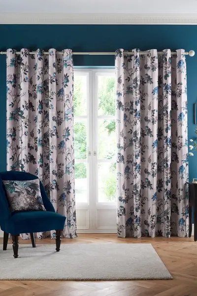 Image of Appletree Windsford Velvet Pair of Eyelet Curtains - One Size