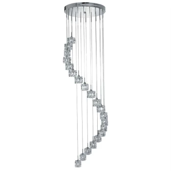 Image of Searchlight Ice Cube - LED 20 Light Spiral Cluster Pendant Chrome Glass