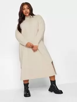 Image of Yours Yours Exposed Seam Turtle Neck Dress - Natural, Size 34-36, Women