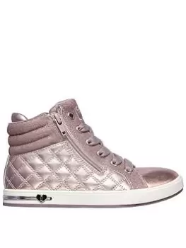 Image of Skechers Shoutouts Quilted Squad High Top, Metal, Size 2 Older