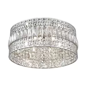 Image of Contemporary Ceiling 6 Light Chrome, Crystal