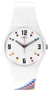Image of Swatch SO28W700 MERRY-GO-ROUND SQUARES White Dial / White Watch