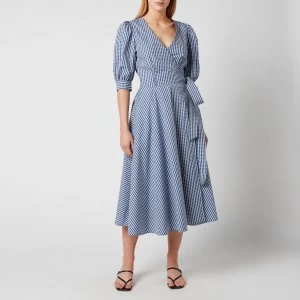 Image of Polo Ralph Lauren Womens Wrap Dress - Blue/White Plaid - US 8/UK 12