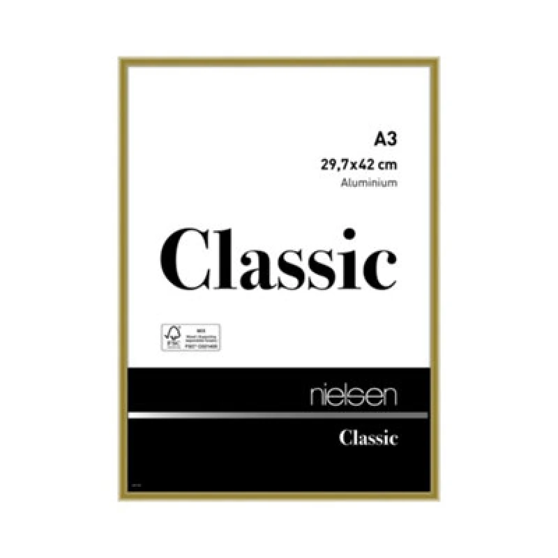 Image of Nielsen Classic Polished Gold Aluminium Picture Frame A3, 29.7X42Cm - With Float Glass And Push/turn Clips