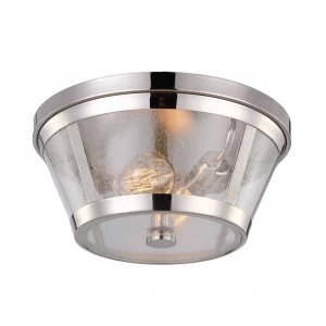 Image of 2 Light Flush Mount Ceiling Light Polished Nickel, E27