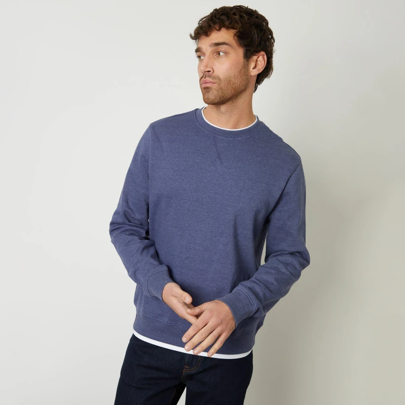 Image of Threadbare Mock T-Shirt Crew Neck Sweatshirt Blue