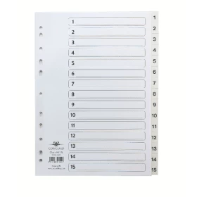 Image of Concord Classic Index 1-15 A4 White Board with Clear Mylar Tabs 01401/CS14