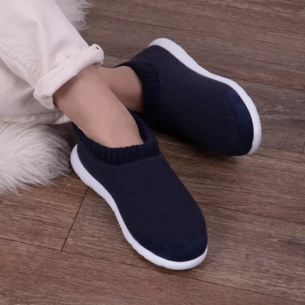 Image of Isotoner IsoWaffle Bootie Slippers Navy