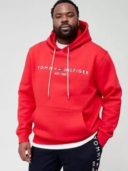Image of Tommy Hilfiger Big & Tall Bt-Tommy Logo Overhead Hoodie - Red, Size 4XL, Men