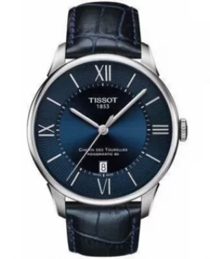 Image of Tissot Chemin Des Tourelles Blue Dial Blue Leather Strap Mens Watch T099.407.16.048.00 T099.407.16.048.00