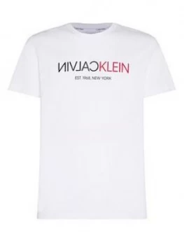 Image of Calvin Klein Text Reverse Front Logo T-Shirt - White
