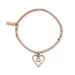 Image of ChloBo Sterling Silver Rose Gold Plated Divine Love Heart Bracelet