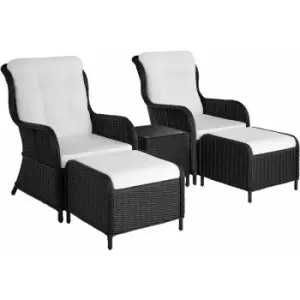 Image of Tectake - Rattan garden set Benissa w/ aluminium frame (2+2) - Rattan garden furniture set, rattan garden furniture, rattan furniture - Black - black