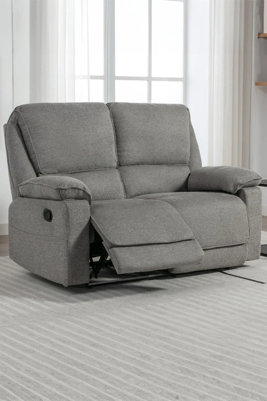 Image of More4Homes Sydney 2 Seater Fabric Manual Recliner Sofa Grey unisex