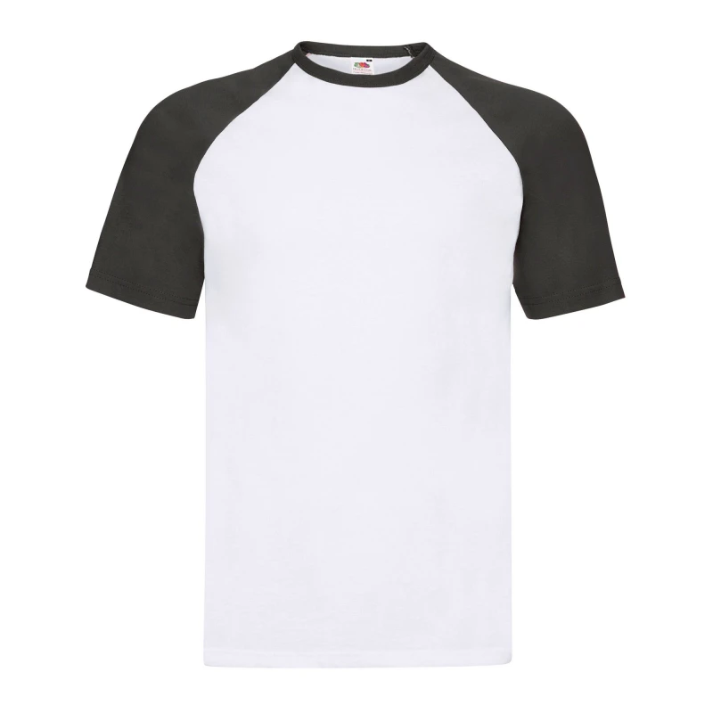 Image of Fruit Of The Loom Fruit of the Loom Men Contrast Baseball T-Shirt in White Size: Small White S Male 5063425956319