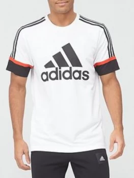 Image of Adidas Colour Block Poly T-Shirt - White