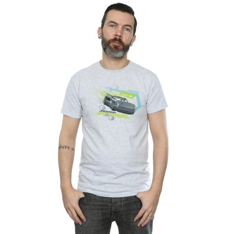 Image of Disney Men Cars Jackson Storm T-Shirt in Grey Size: Small Grey S Male 5057245921879