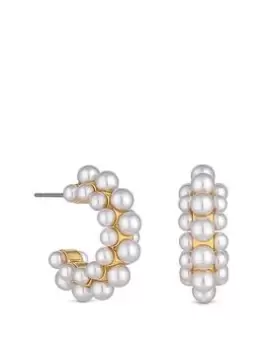 Image of Mood Gold Cream Pearl Cluster Hoop Earrings