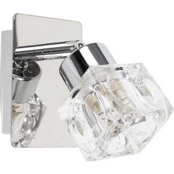 Image of Minisun - Chrome Wall Sconce Light Glass Ice Cube Glass Shade Indoor Wall Light