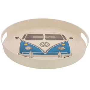 Image of Volkswagen VW T1 Camper Bus Blue Bamboo Composite Round Tray