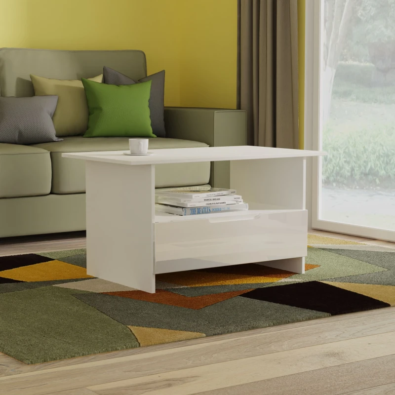 Image of Ready Assembled 2 U Lucca Bottom Drawer Coffee Table (Ready Assembled) in White Size: Medium White Unisex Medium
