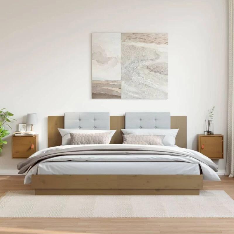 Image of Vidaxl Wall Cabinets 2 Pcs Honey Brown 31.5X30X30 Cm Solid Wood Pine, Brown 818362