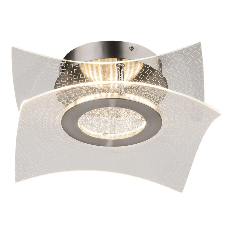 Image of Firstlight LED Trinity Square Flush Ceiling Light 3000K Transparent Acrylic in Brushed Steel