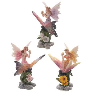 Image of Flower Fairy Riding Butterfly Figurine (1 Random Supplied)