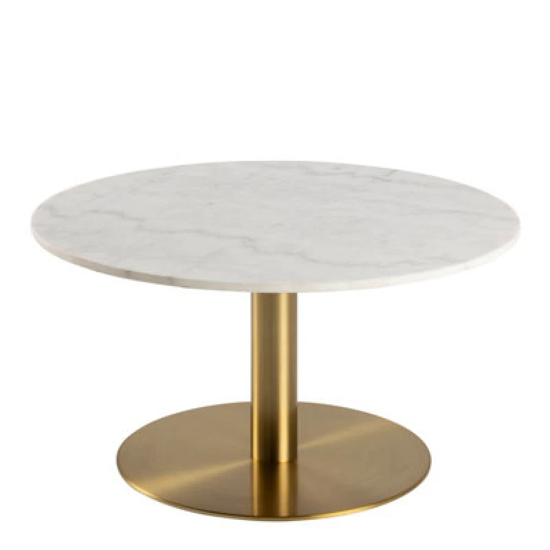 Image of Furniture To Go Corby Round Coffee Table With White Marble Top & Gold Base