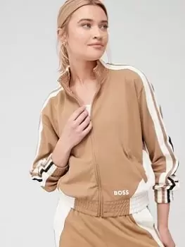 Image of BOSS Econy Zip Through Track Top - Beige, Beige, Size L, Women