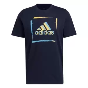 Image of adidas Two-Tone Stencil Short Sleeve Graphic T-Shirt Mens - Blue