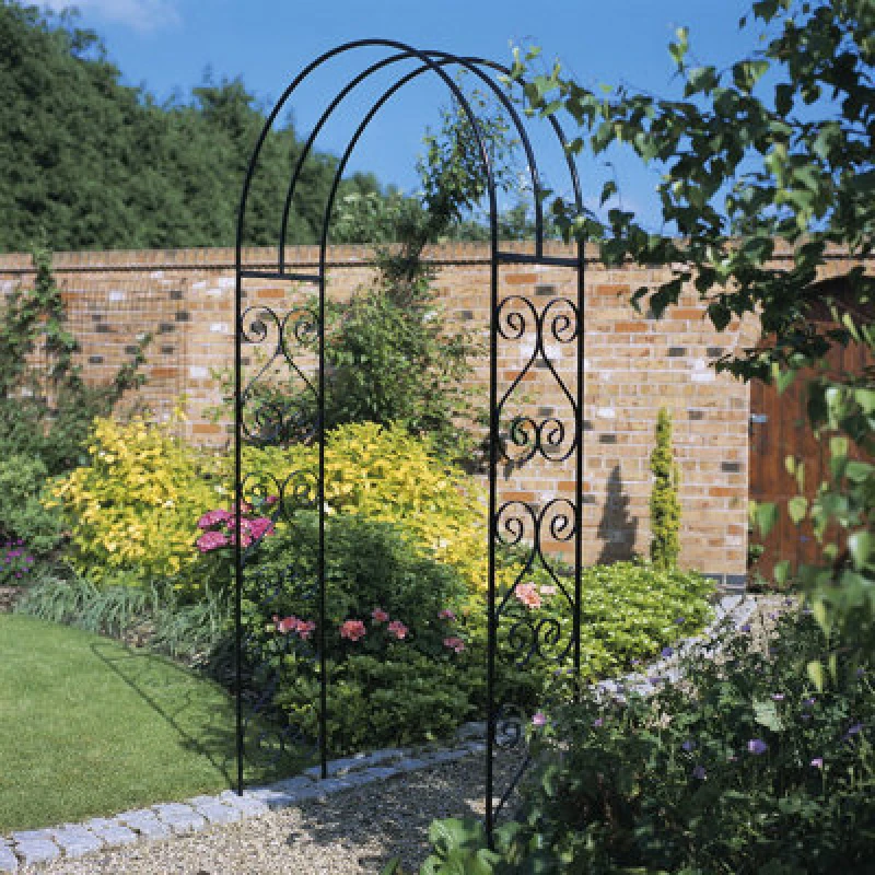Image of Burbage Iron Craft Yorc Modern Metal Rose Arch Arbour 1067mm Wide X 2134mm High Yra42